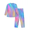 Herren-Nachtwäsche, bunte Regenbogen-Pyjama-Sets, mehrfarbig, fließend, trendig, männlich, lange Ärmel, lockerer Schlaf, 2-teilige Nachtwäsche, große Größe 2XL