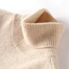 Kvinnors tröjor dubbelsträngar förtjockad hög krage tröja ull stickad underlag kashmir lös vinter