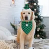 犬のアパレル - クリスマスバンダナハットボウタイセット格子縞のペットスカーフ三角ビブス犬のためのクリスマスアクセサリーペットのためのクリスマスアクセサリー
