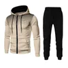 Tute da uomo Uomo Autunno Inverno Felpa con cappuccio Pantaloni Abito Chiusura con cerniera Elastico traspirante in vita con coulisse Pantaloni sportivi Cappotto Set Abbigliamento