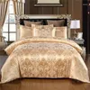 Conjuntos de cama Aggcual Cetim Jacquard Beding Set Luxo Home Têxteis Capa de Duveta com Fecho de Zíper 1 Quilt 1/2 Fronhas Be27