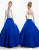 Nya flickor Pageant Dresses Juvel ärmlös Princess Crystal Beading Royal Blue Chiffon Kids Flower Girls Dress Birthday Gowns5369929