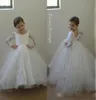 Arabic Lace Flower Girl Dresses 2016 Long Sleeves Ball Gown Child Pageant Dresses Holy Communion Flower Girl Wedding Dresses2449826