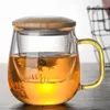 Wine Glasses Filter Cup Teacup Lid Office Infuser Mug Drinkware Flower Handle Bamboo Glass Heat-resistant With Transparent Creative