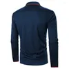 Herenpolo's 2024 Lente Herfst Heren Lange mouw Slim Fit Print Poloshirt Kleding Business Casual Sport.