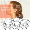 Acessórios de cabelo Star Snap Clips 10pcs Barrettes de metal prateado para mulheres meninas Y2K crianças