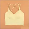 Yoga-Outfit Lu Align Lemon Beauty Camisoles Tanks Ice Silk Back Sport-BHs Frauen Kreuzgurte Top Wireless Unterwäsche Pushup Female Lin Dhkg1