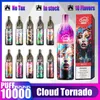 Original cloud bar Tornado puff 10k Puff 10000 Disposable Vape pen Pod Device Puffs 9k Rechargeable optional e cigarette 10000 poff vappe 10k Vape Pen vs Rdm