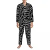 Erkekler Sweetwear soyut çizgi pijama setleri bahar bilinmeyen zevkler sevimli uyku unisex 2 adet retro büyük boy özel geceleme hediyesi