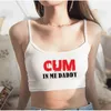 Women's Blouses Shirts Women's Sexy Elastic Cotton Camis Sleeveless Short DADDY CUMINME Letters Print Crop Top New Fashion Women's Summer Tank Top Bar YQ240120