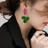 Dingle örhängen kadrufi rosa lila grönt blommakenblad form droppe för kvinnor koreansk mode 2024 trendig örhänge smycken brincos gåva