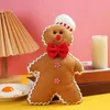 Christmas Decorations Cookie Man Decor With Bowknot Cafe Decoration Reusable Cloth For Holiday