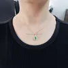 Gemstone Real Solid Lab Grown Emerald Diamond Pendant Necklace For Women Jewelry Gift Custom 14K 9K Gold