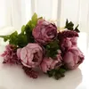 Decorative Flowers Faux Silk Peonies Bouquet High-quality European Style Artificial Peony Bouquets For Diy Art Craft Wedding Home Decoration