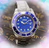 Relojes de lujo para hombre con esfera grande, 43 mm, color rojo, azul, caja con bisel, reloj habitante, reloj de acero inoxidable para hombre, vestido de moda, cuarzo, fecha automática, relojes de pulsera no mecánicos, regalos