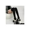 Calcetines Medias Mujeres Preppy Estilo Dulce Kawaii Blanco Rodilla Alto Femenino Otoño Invierno Lindo Arco Y Medias Slim All-Match Y2K Muslo Drop Dhwyv