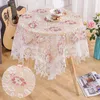 Nappe de Table en dentelle, nappe ronde pastorale, couverture brodée pour la maison, décoration en or Rose, serviette de maison