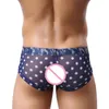 Underpants Sexy Men Briefs Ultra-Thin Translucent Underwear Bulge Pouch Printed Low-Waist Mesh Lingerie Summer Breath Swimwear