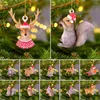 Christmas Decorations Squirrel Pendant Fade Resistant Hedgehog Hanging Hole Car Rear View Mirror Bird Elk Create Atmosphere