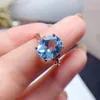 Küme Yüzükleri 5Ct Açık Mavi Topaz Gümüş Yüzük 10 12mm VVS Sınıf Doğal 3 Katmanlar 18K Altın Kaplama Taş Takı Günlük Giyim