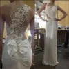 Vintage sukienki ślubne z czystą białym szyfonem pociągiem bez pleców długą syrenę nową 2020 eleganckie suknie ślubne 232U