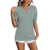 القمصان النسائية الصلبة اللون الخامس رقبة فضفاضة قميص قصير الأكمام الرياضية الرياضية Tees Tees Tee Woman