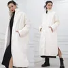 Damen Daunen YANA Mode Lose Dicke Einfache Stehkragen Parkas Frauen Elegante Winter Faux Leder Mäntel Lange Baumwolle Jacken Damen