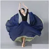 Jupe de danse de danse en mousseline de mousseline de flamenco pour les femmes 720 degrés de couleur unie des jupes longues pratiquer le style chinois avec Big Hem Drop Dhvdc