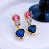 Love Ear Clip Earring Colored Zircon Heart Formed Earrings Girl Wedding Birthday Personaled Simple Jewelry Wholesale