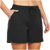 Shorts Pour Femme Mode Couleur Unie Pantalon Décontracté Confortable Taille Haute Ceinture Cordon Sport Plage Vêtements Féminins