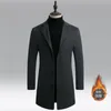 Mens Winter Warm Wool Blend Trench Coat Double Breasted Fashion Long Coat Mens Classic T Coat Plus Size 3XL Winter Coat Men 240118