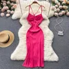 Casual Dresses Dress Women Summer Sexy Spaghetti Strap Sleeveless Cut Out Slim Midi Bodycon Criss Cross Backless Split Club Party