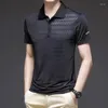 Men's Polos Clothing Short Sleeve All-match T-shirts Summer Business Casual Daily Turn-down Collar Stylish Button Spliced Polo Shirts