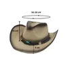 Bérets chapeau de cowboy avec strass frange bracelet de paille femmes hommes tisser des chapeaux pour dame été style occidental
