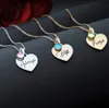 Collares 2024 Elegante collar con grabado de nombre de corazón de acero inoxidable con 12 piedras natales, regalos de joyería para fiesta de cumpleaños personalizados