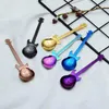 Coffee Scoops Guitar Spoons 6-Pack Creative Cute Stainless Steel Teaspoons Shaped (Multi-Color)