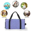 Sacs de plein air Sac de sport à rayures diagonales Rayures bleues et blanches Oxford Sports Voyage Formation Design Sac à main drôle Fitness pour couple