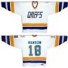 Mens Womens Youth Hanson Brothers Charlestown Chiefs 17 Steve Hanson 18 Jeff Hanson Hockey Jersey Blue White Slap Shot Movie Size S-5XL