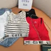 여성 크롭 티 패션 편지 인쇄 여름 민소매 풀오버 조끼 고급 디자이너 탄성 통기 조끼 캐스트 캐미 섹시한 스트리트웨어 셔츠
