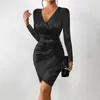 Lässige Kleider für Damen, sexy, lang, niedlich, Winterkleid, Damen, V-Ausschnitt, Ärmel, Pullover, formelle Hochzeit