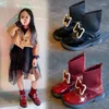 Botas 2024 curto para meninas de malha antiderrapante moda meias bota crianças sapatos de couro pérola arco sola macia preto vinho vermelho