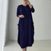 Casual Dresses Women Ankle Length Dress Plus Size Leopard Print Maxi With Long Sleeves Pockets For Oversized O Neck