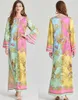 Loose Casual Dress Women Designer O-Neck Elegant Print Split Long Sleeve Maxi Dresses Plus Size Vacation Formal Event Party Woman Clothes Ballgown