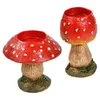 Candle Holders 2Pcs Mushroom Tealight Holder Tabletop Cute Candlestick Table Centerpiece