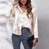 Women's Blouses Fashion Shirts Ladies Satin Silky Blouse Single Breasted Long Sleeve Casual OL Work Tops Female Elegant Shirt