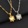 1CM Small Mini Albania Eagle 14k Yellow Gold Pendant Necklaces Golden Color/Silver Color Jewelry Ethnic for Women Girls