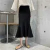 Etekler 2024 Kadınlar İçin Örme Uzun Etek Koreli Korece Sonbahar Kış Ayakkayağı Uzunlukta Sıradan Midi Ofis Lady Elegant S R296