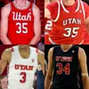 UTAH UTESバスケットボールジャージーNCAAステッチジャージー任意の名前番号男性女性青年刺繍1ベンカールソン10ジェイクウォーリン34ローソン恋人45ジェリーファン