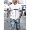 t-shirt abbigliamento top firmati da uomo T-shirt bianca a maniche corte sportiva casual con girocollo stampato a croce