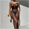 Reggiseni Set Erotic Crotchless Lingerie Donna Floral Mesh Hollow Reggiseno Teddy Baby Doll Dress Y Fl Bodystockings Set di biancheria intima porno Drop Del Dhlxm